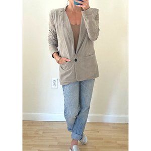 Alan Bilzerian Tan One-Button Suede Blazer Sz IT 44 (US 10-12 Large)